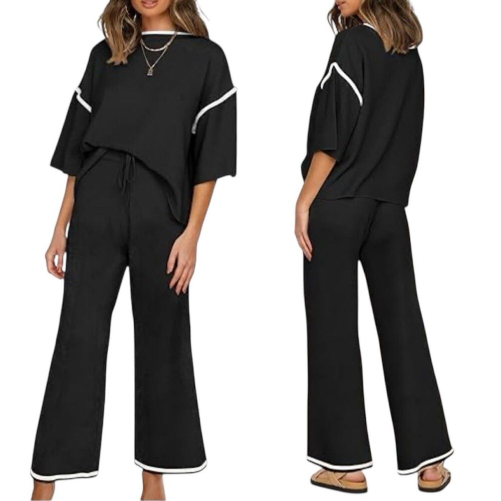 Shewin 2pc Set XL Knit Top & Wide Leg Pant Casual Loungewear Sweater Travel NEW